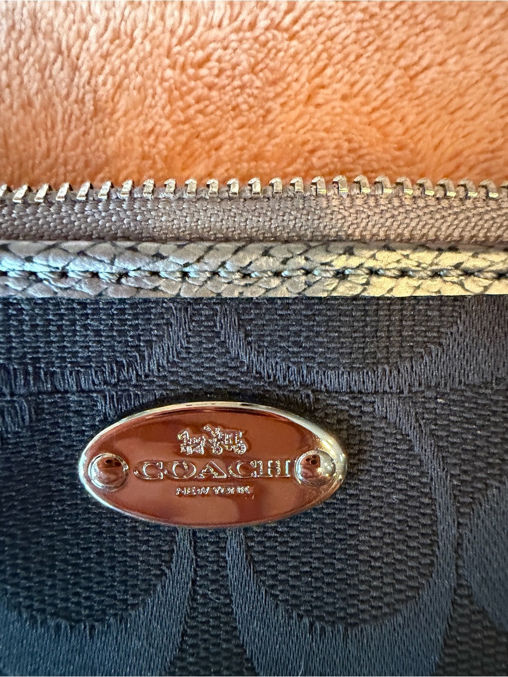 Coach Black Signature Wristlet with Silver Trim - Picture 2 of 12
